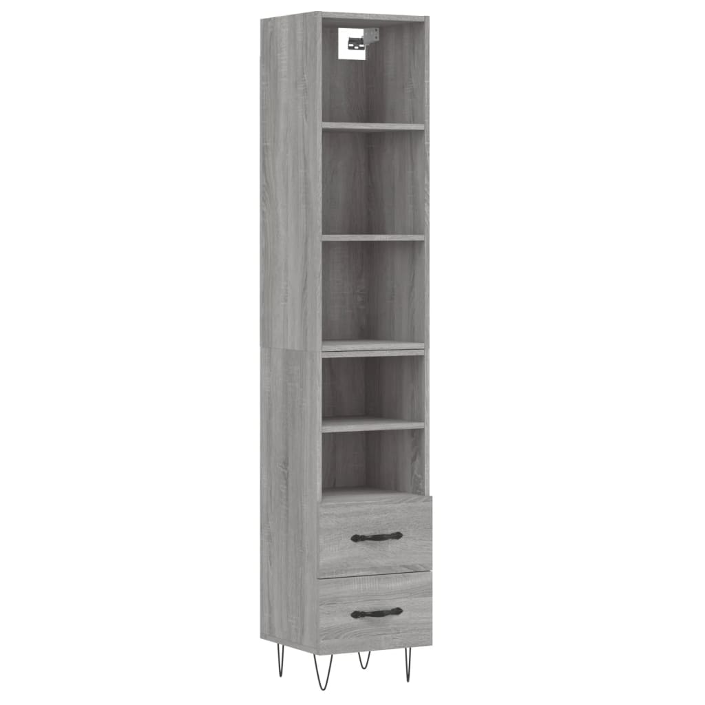 Highboard Grau Sonoma 34,5x34x180 cm Holzwerkstoff