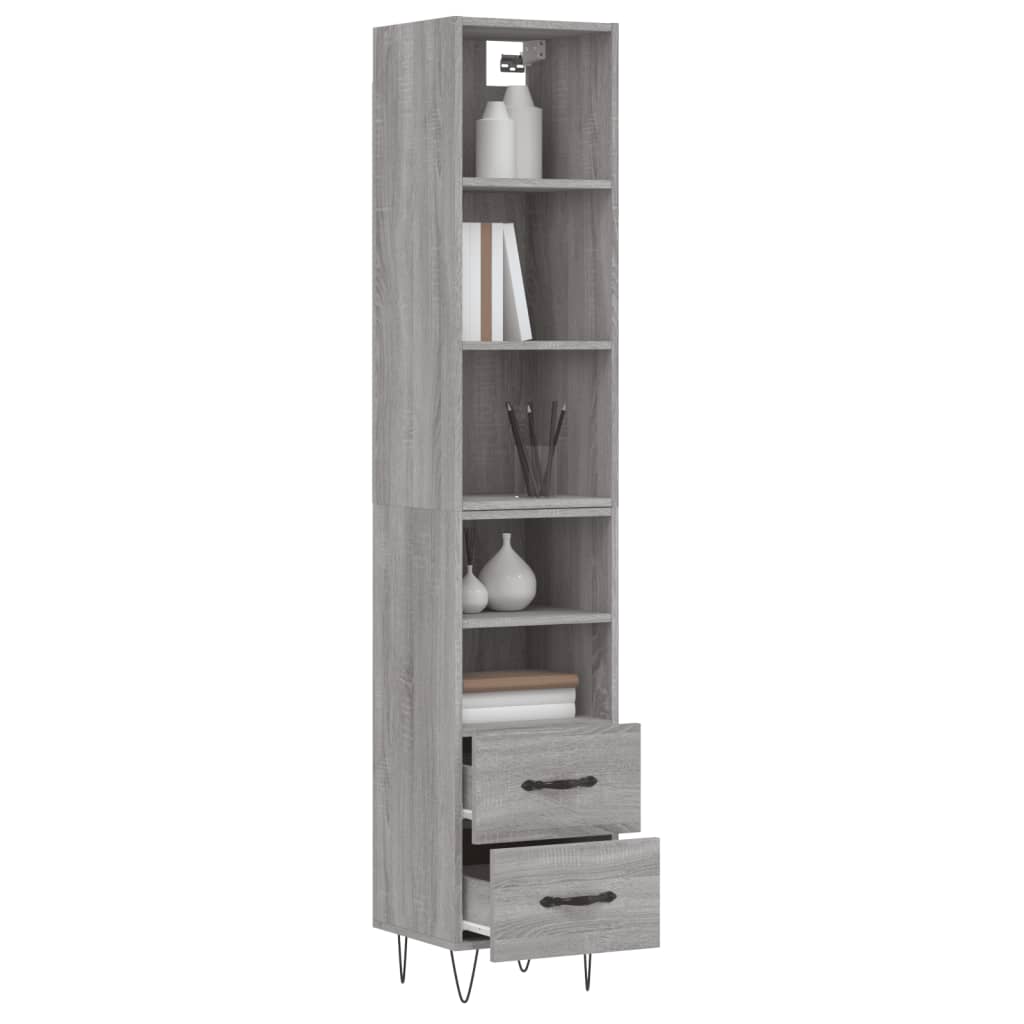 Highboard Grau Sonoma 34,5x34x180 cm Holzwerkstoff