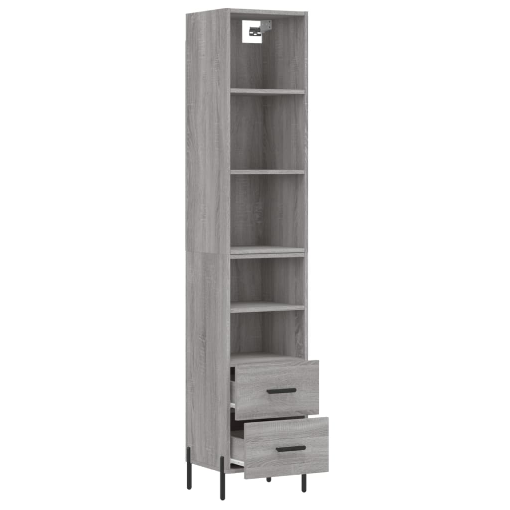 Highboard Grau Sonoma 34,5x34x180 cm Holzwerkstoff