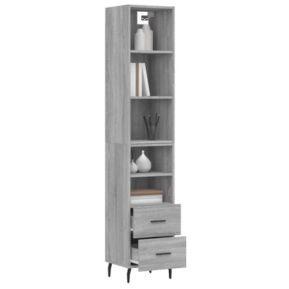 Highboard Grau Sonoma 34,5x34x180 cm Holzwerkstoff