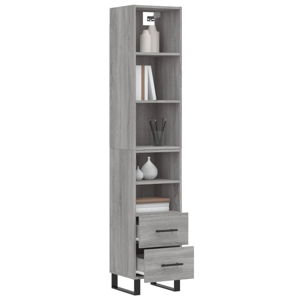 Highboard Grau Sonoma 34,5x34x180 cm Holzwerkstoff