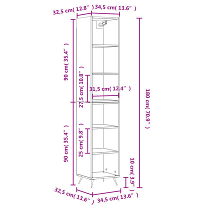 Highboard Hochglanz-Weiß 34,5x32,5x180 cm Holzwerkstoff