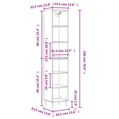 Highboard Schwarz 34,5x32,5x180 cm Holzwerkstoff