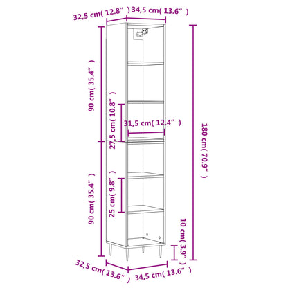 Highboard Sonoma-Eiche 34,5x32,5x180 cm Holzwerkstoff