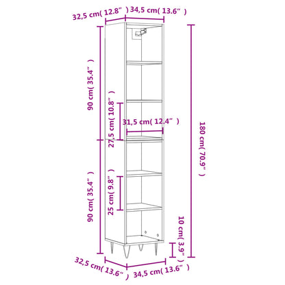 Highboard Schwarz 34,5x32,5x180 cm Holzwerkstoff