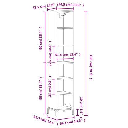 Highboard Hochglanz-Weiß 34,5x32,5x180 cm Holzwerkstoff