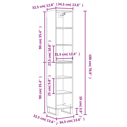 Highboard Hochglanz-Weiß 34,5x32,5x180 cm Holzwerkstoff