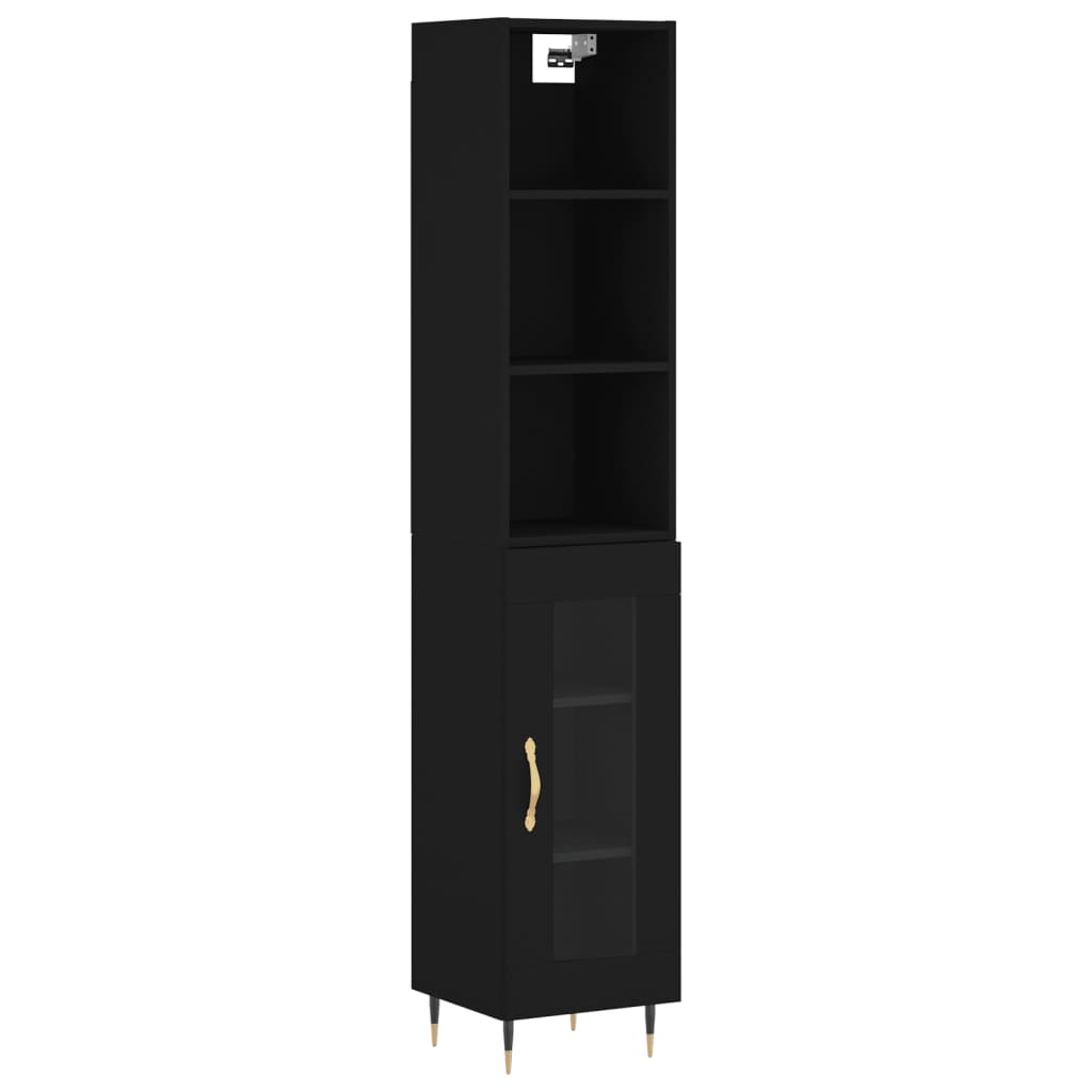 Highboard Schwarz 34,5x34x180 cm Holzwerkstoff