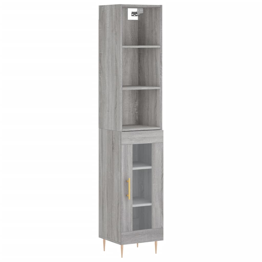 Highboard Grau Sonoma 34,5x34x180 cm Holzwerkstoff