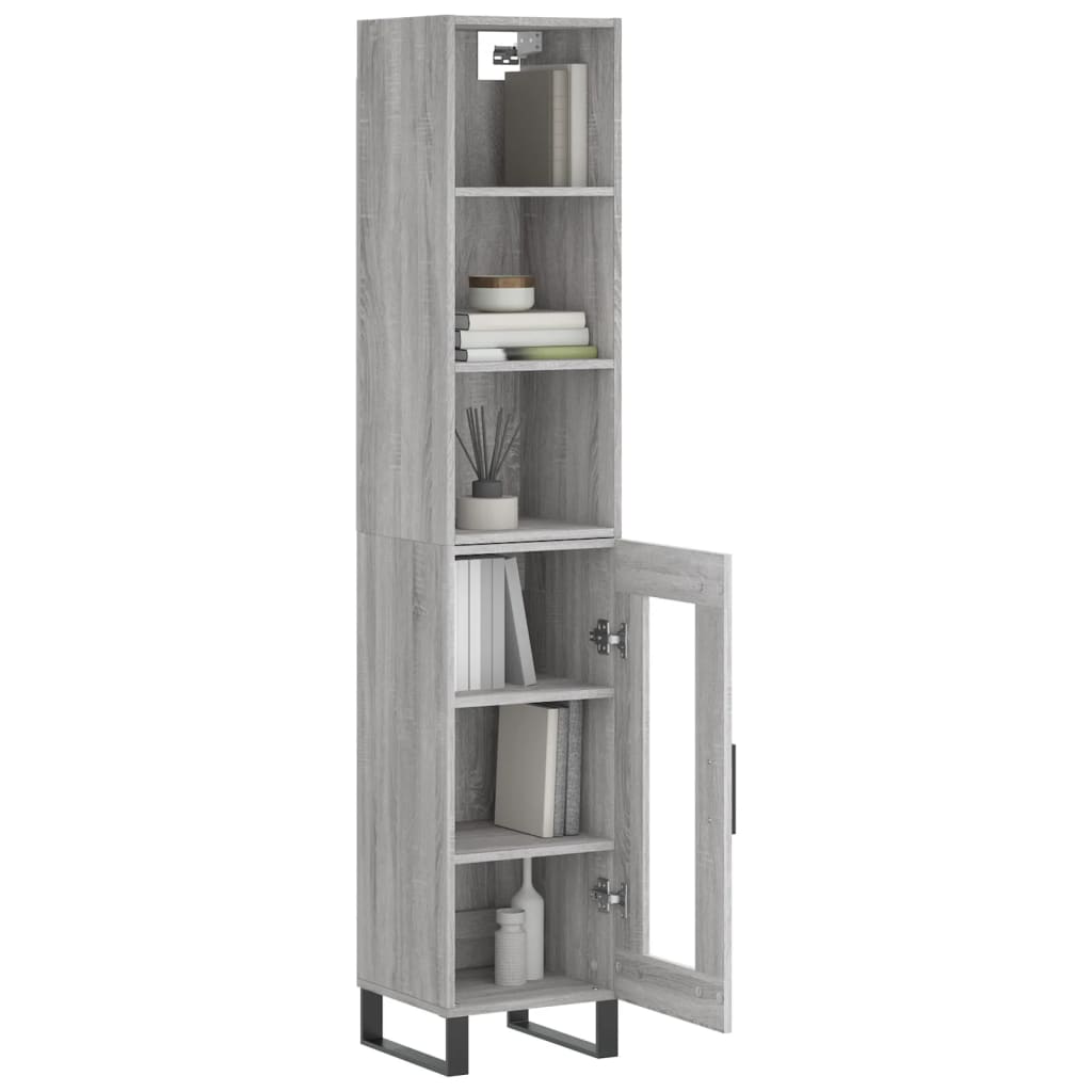 Highboard Grau Sonoma 34,5x34x180 cm Holzwerkstoff