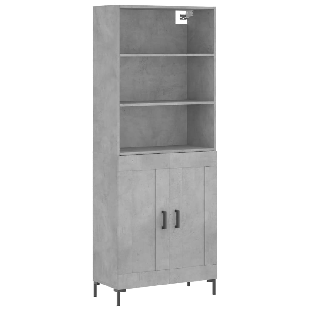 Highboard Betongrau 69,5x34x180 cm Holzwerkstoff