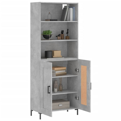 Highboard Betongrau 69,5x34x180 cm Holzwerkstoff