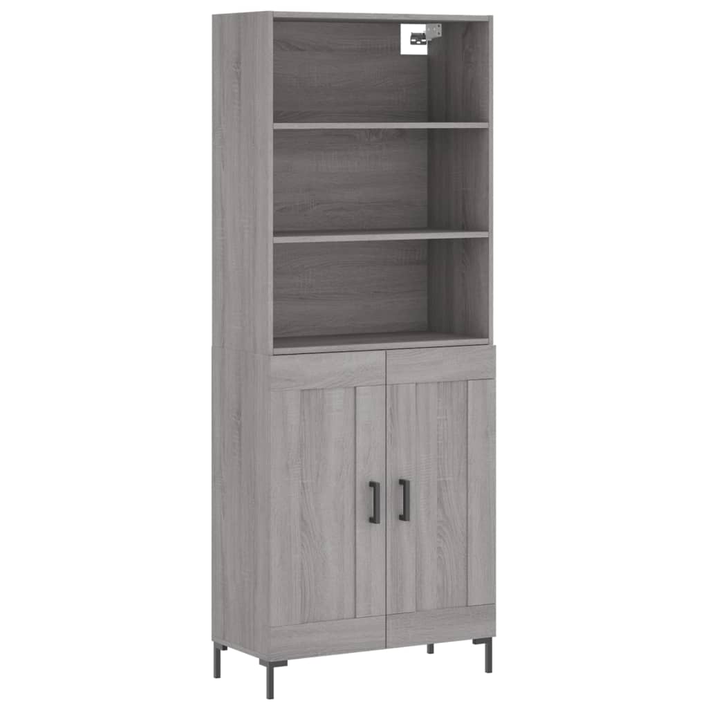 Highboard Grau Sonoma 69,5x34x180 cm Holzwerkstoff