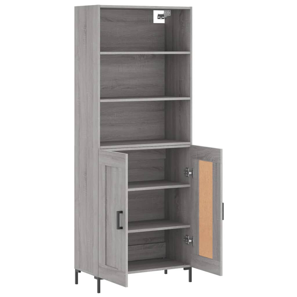 Highboard Grau Sonoma 69,5x34x180 cm Holzwerkstoff