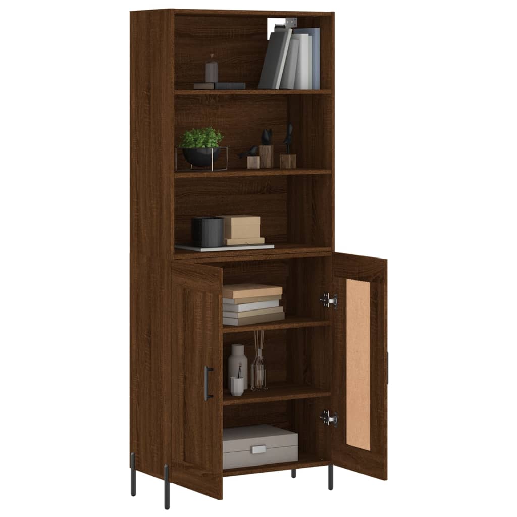 Highboard Braun Eichen-Optik 69,5x34x180 cm Holzwerkstoff