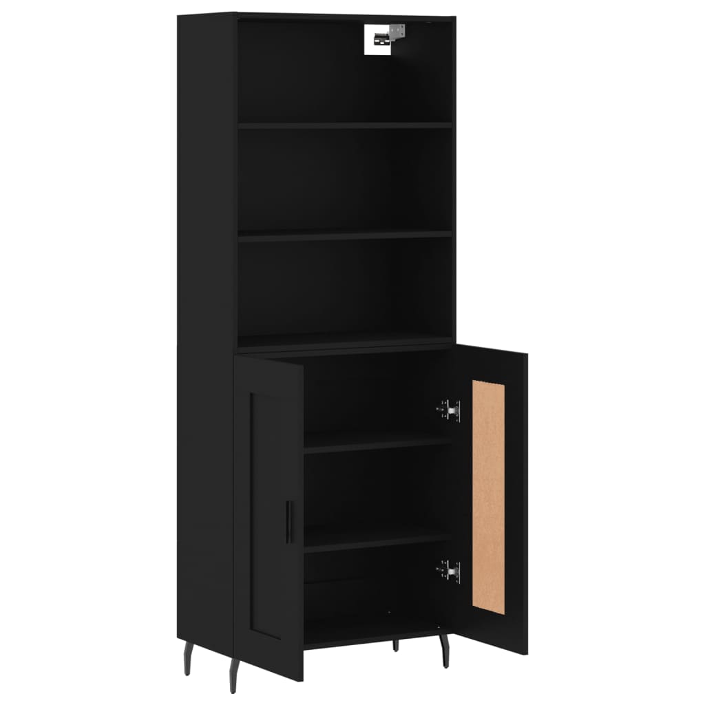 Highboard Schwarz 69,5x34x180 cm Holzwerkstoff