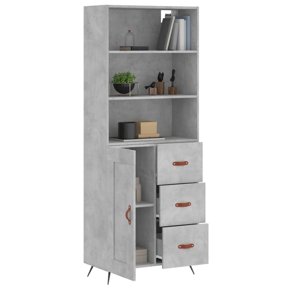 Highboard Betongrau 69,5x34x180 cm Holzwerkstoff