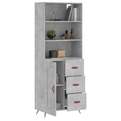 Highboard Betongrau 69,5x34x180 cm Holzwerkstoff