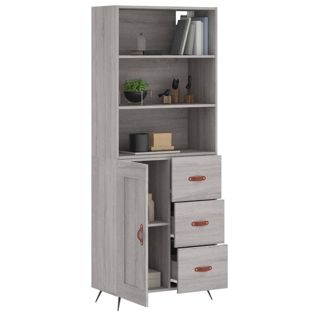 Highboard Grau Sonoma 69,5x34x180 cm Holzwerkstoff