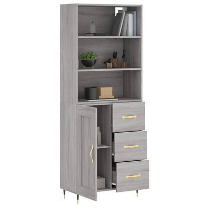 Highboard Grau Sonoma 69,5x34x180 cm Holzwerkstoff