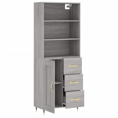 Highboard Grau Sonoma 69,5x34x180 cm Holzwerkstoff