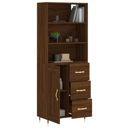 Highboard Braun Eichen-Optik 69,5x34x180 cm Holzwerkstoff