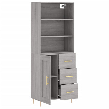 Highboard Grau Sonoma 69,5x34x180 cm Holzwerkstoff