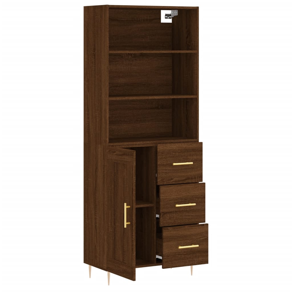 Highboard Braun Eichen-Optik 69,5x34x180 cm Holzwerkstoff