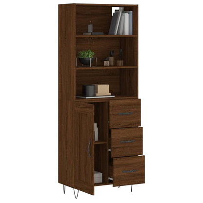 Highboard Braun Eichen-Optik 69,5x34x180 cm Holzwerkstoff