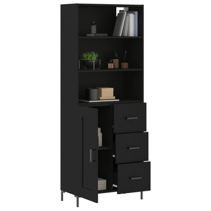 Highboard Schwarz 69,5x34x180 cm Holzwerkstoff