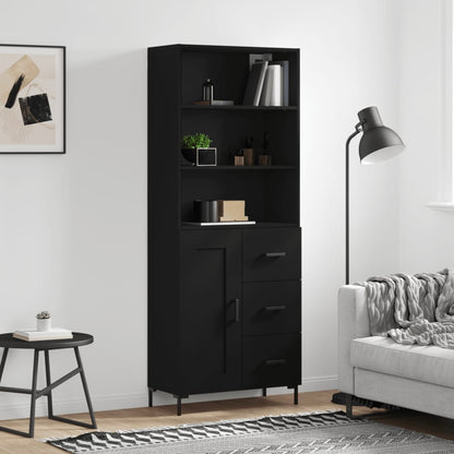 Highboard Schwarz 69,5x34x180 cm Holzwerkstoff