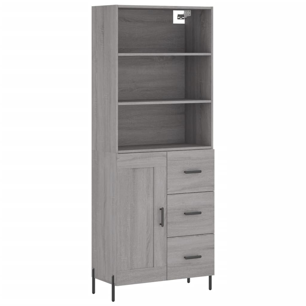 Highboard Grau Sonoma 69,5x34x180 cm Holzwerkstoff