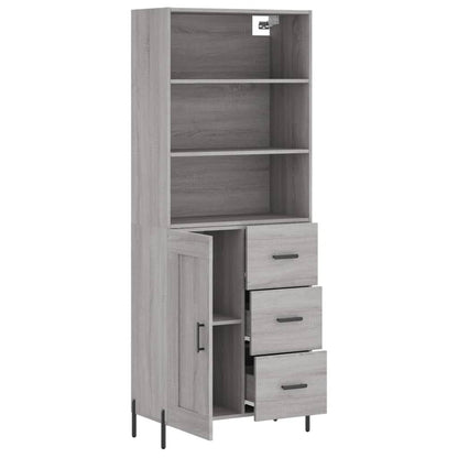 Highboard Grau Sonoma 69,5x34x180 cm Holzwerkstoff