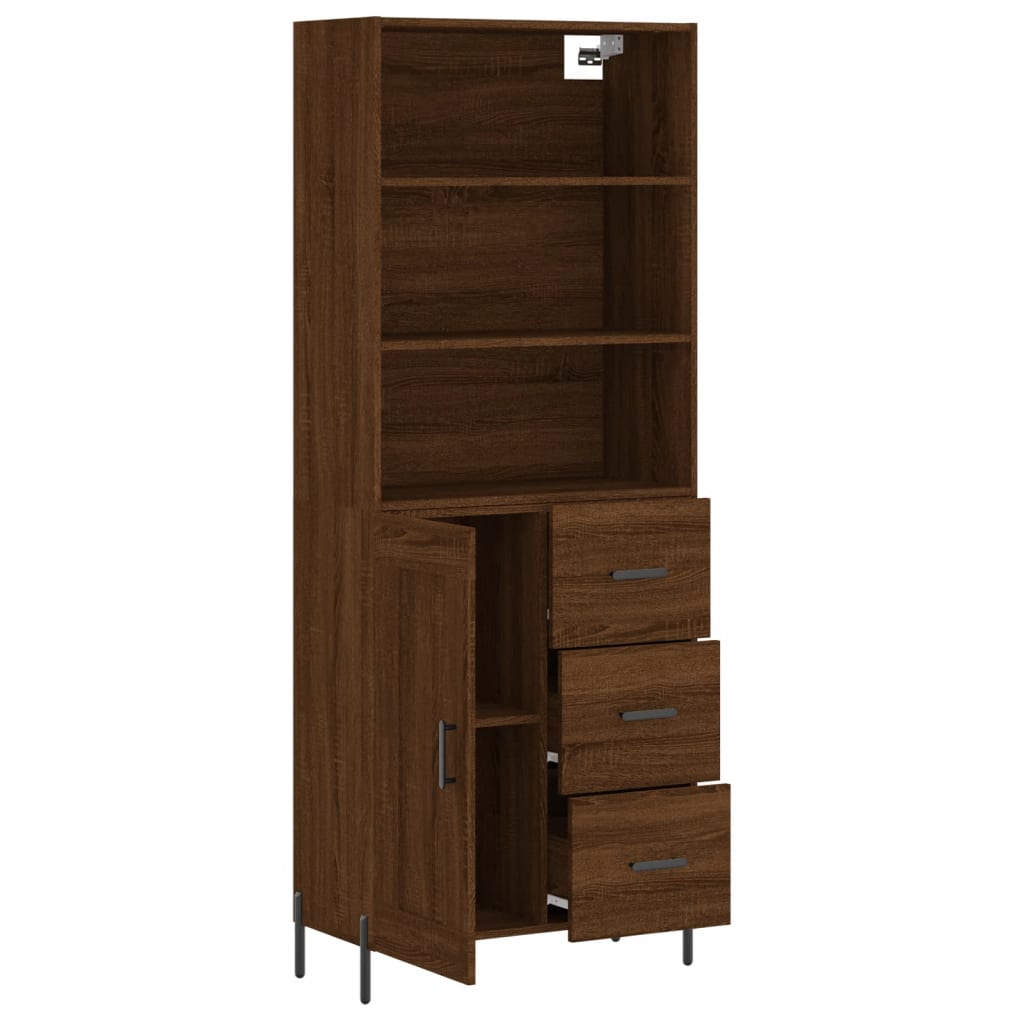 Highboard Braun Eichen-Optik 69,5x34x180 cm Holzwerkstoff