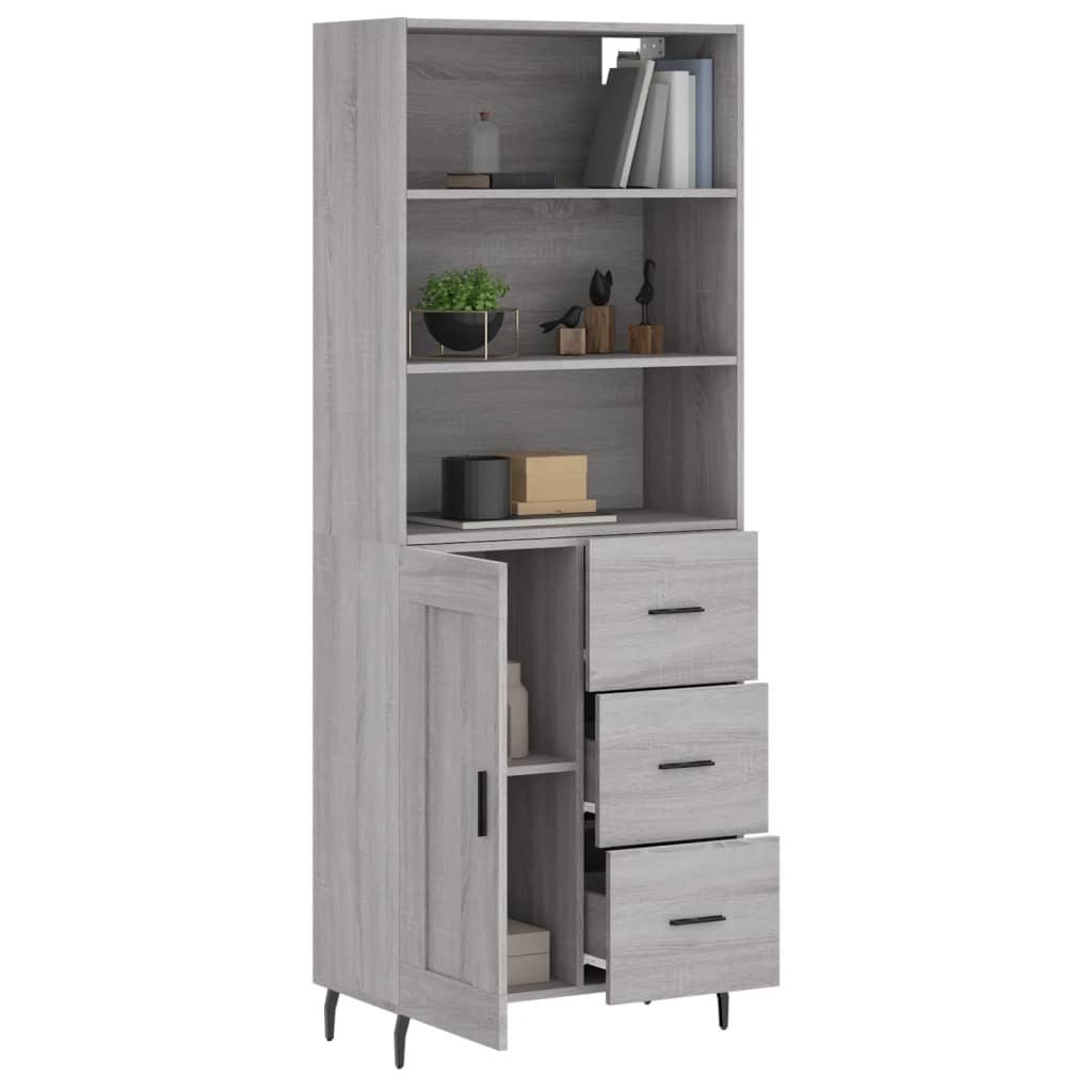 Highboard Grau Sonoma 69,5x34x180 cm Holzwerkstoff