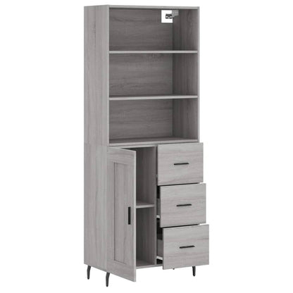 Highboard Grau Sonoma 69,5x34x180 cm Holzwerkstoff