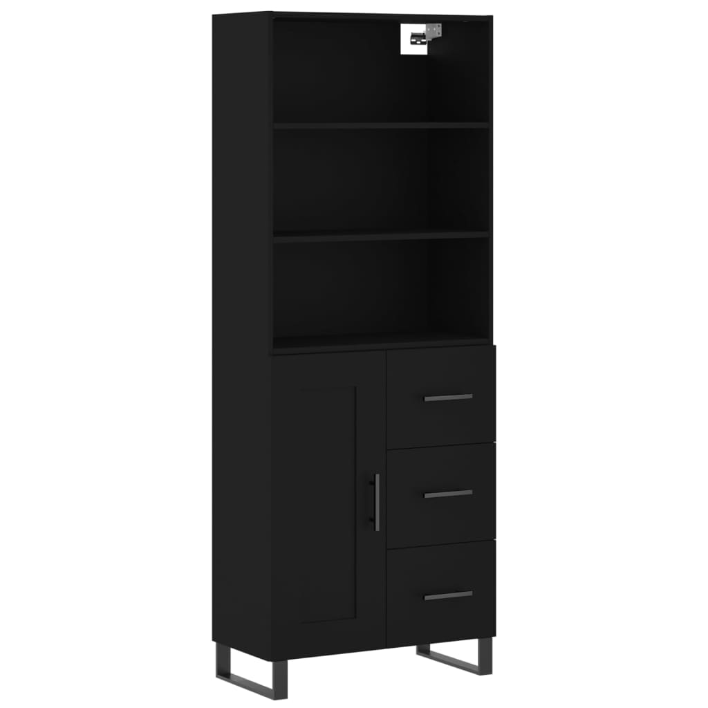 Highboard Schwarz 69,5x34x180 cm Holzwerkstoff