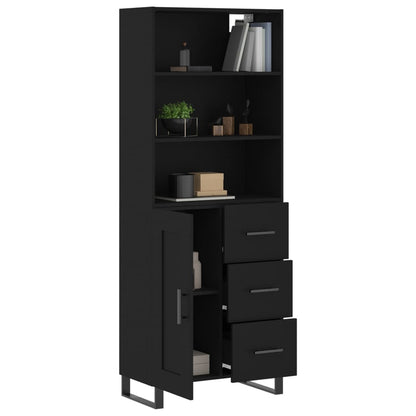 Highboard Schwarz 69,5x34x180 cm Holzwerkstoff