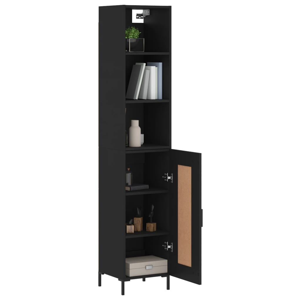 Highboard Schwarz 34,5x34x180 cm Holzwerkstoff