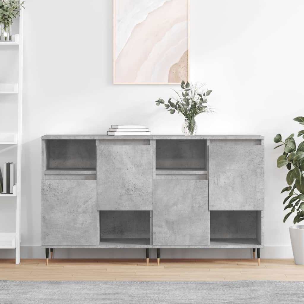 Sideboards 2 Stk. Betongrau Holzwerkstoff