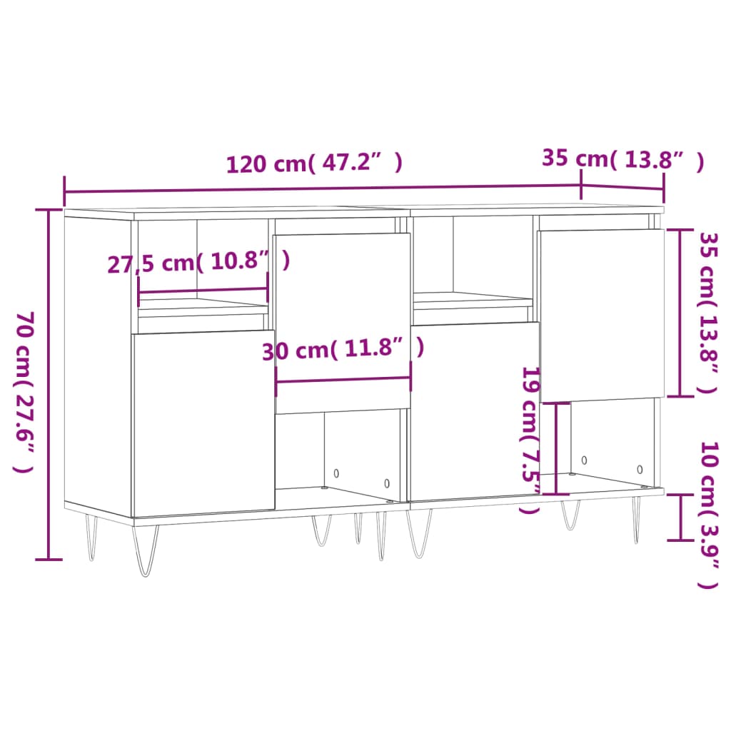 Sideboards 2 Stk. Weiß Holzwerkstoff