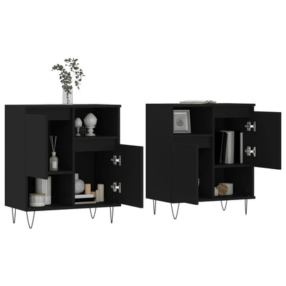 Sideboards 2 Stk. Schwarz Holzwerkstoff