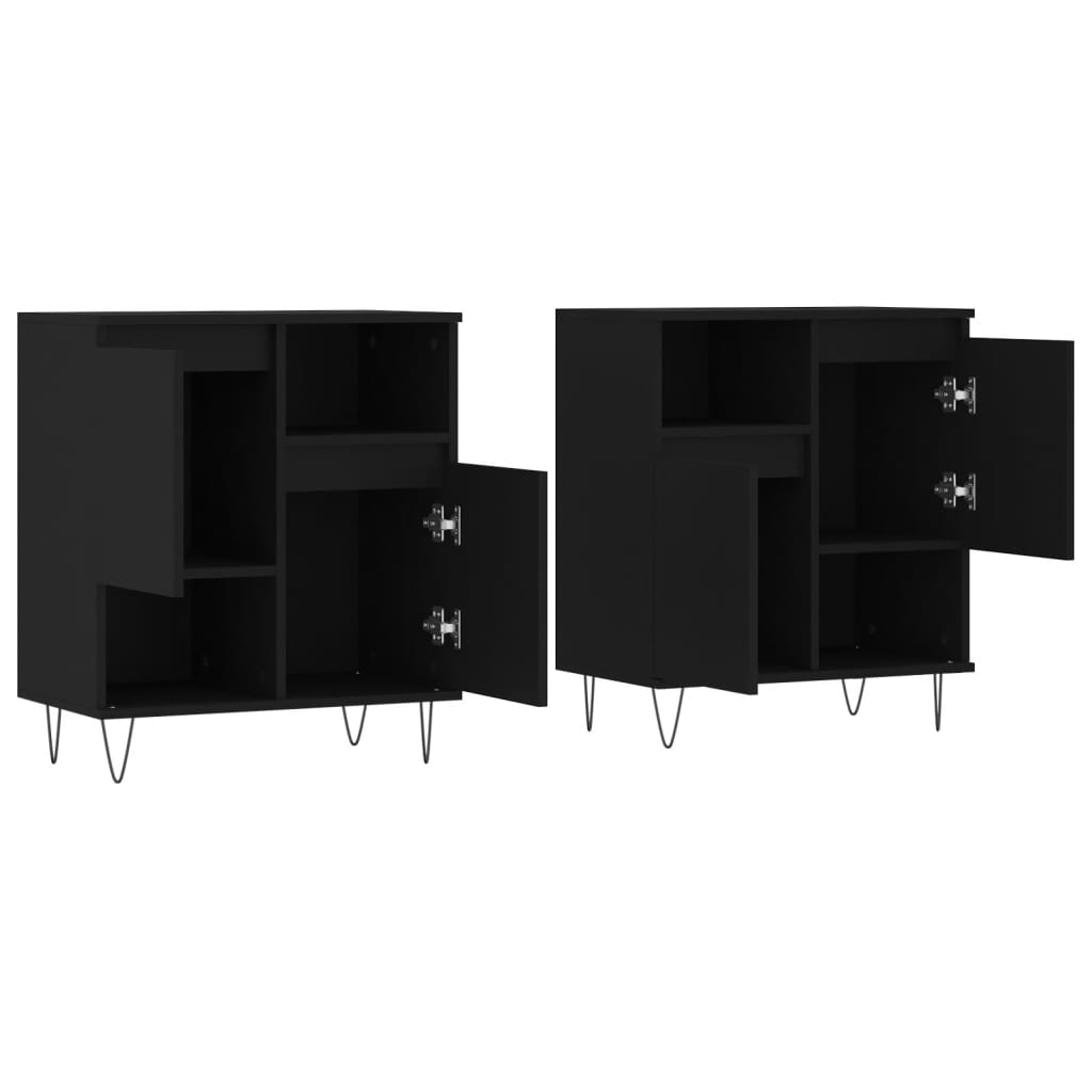 Sideboards 2 Stk. Schwarz Holzwerkstoff