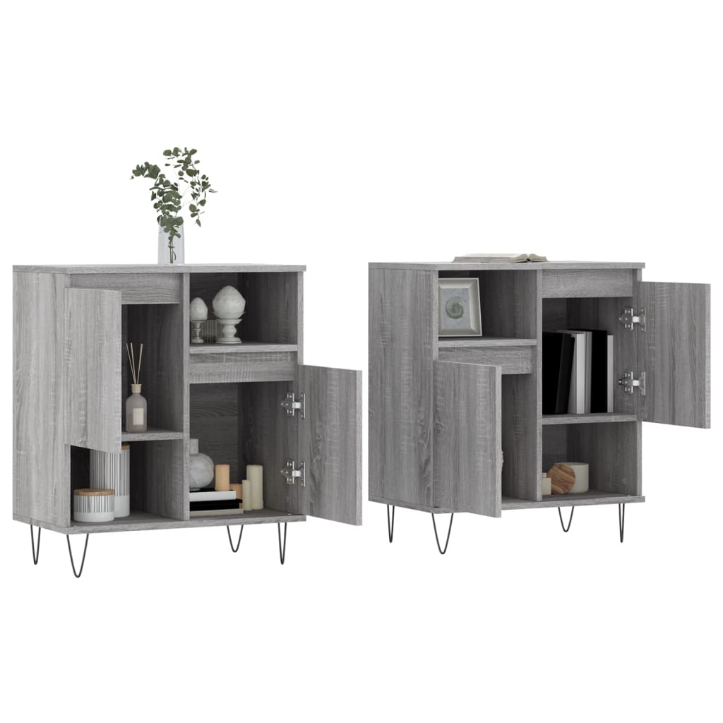 Sideboards 2 Stk. Grau Sonoma Holzwerkstoff