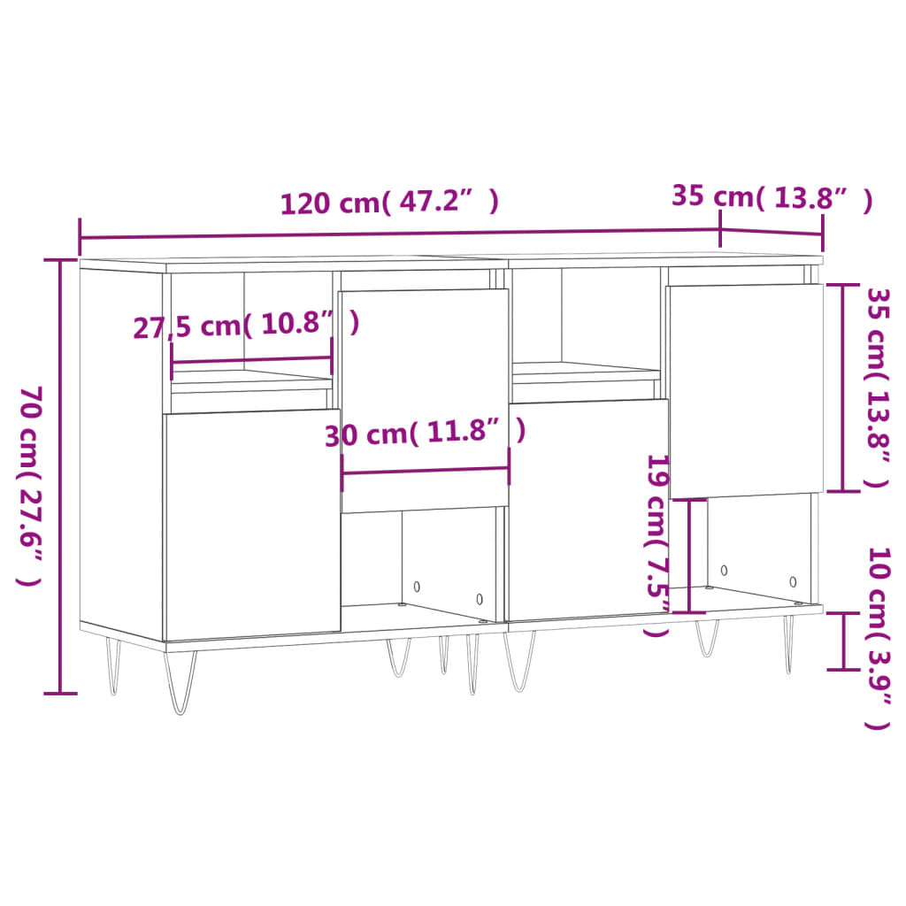 Sideboards 2 Stk. Braun Eichen-Optik Holzwerkstoff