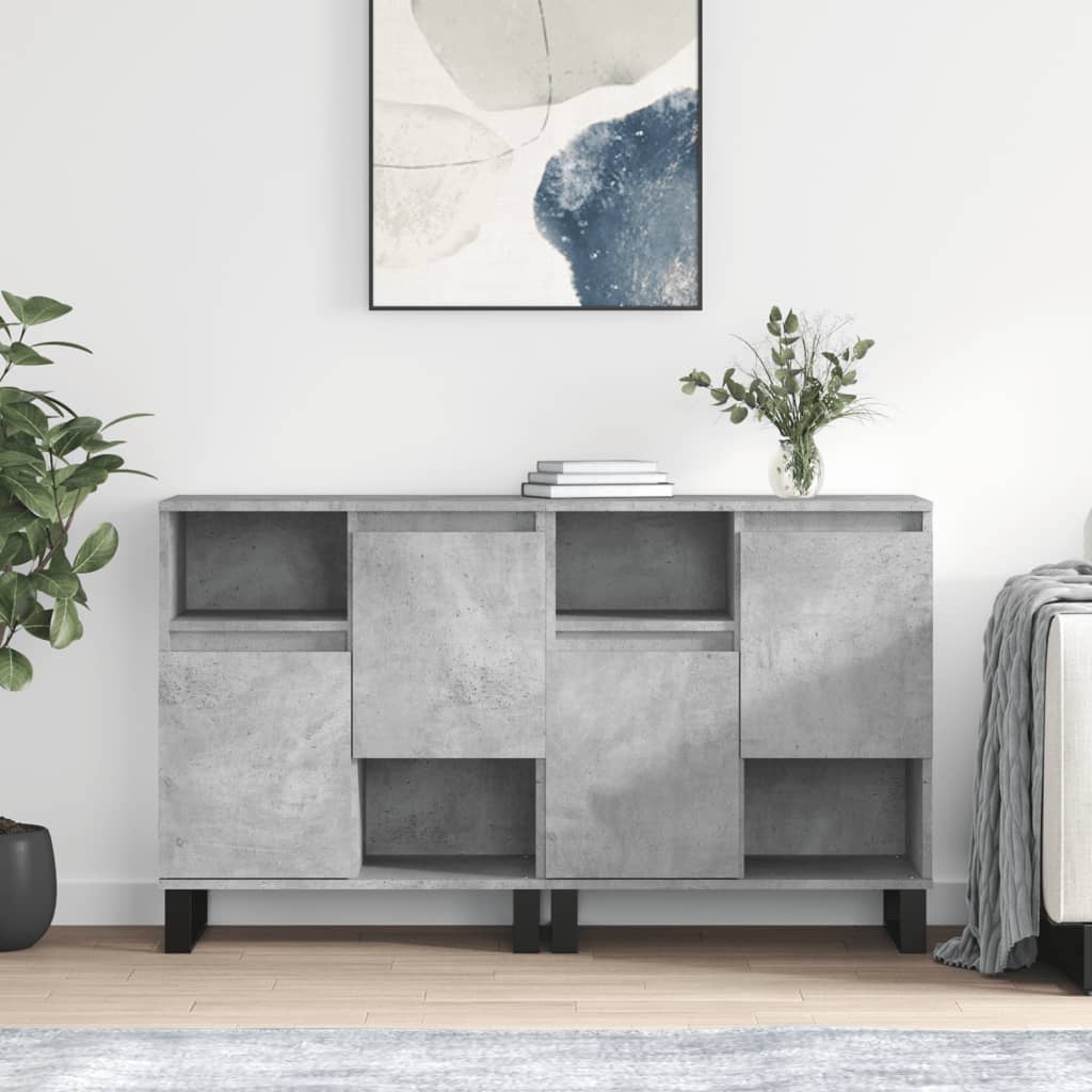 Sideboards 2 Stk. Betongrau Holzwerkstoff