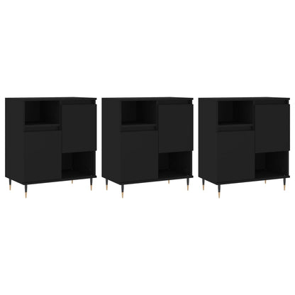 Sideboards 3 Stk. Schwarz Holzwerkstoff