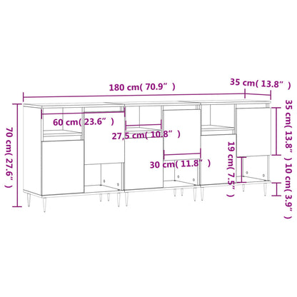 Sideboards 3 Stk. Schwarz Holzwerkstoff