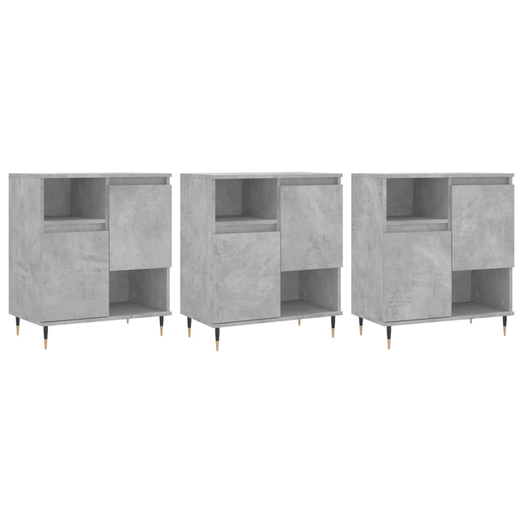 Sideboards 3 Stk. Betongrau Holzwerkstoff