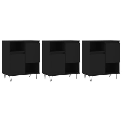 Sideboards 3 Stk. Schwarz Holzwerkstoff